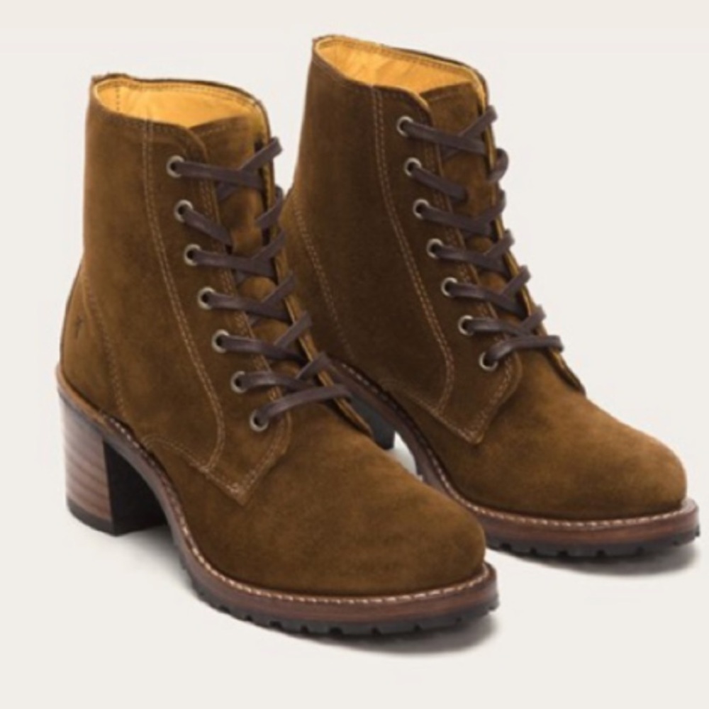 Frye lace up heeled boots